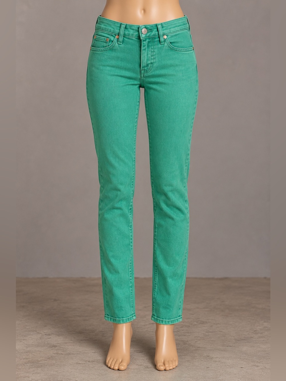 BDG Urban Outfitters Mid Rise Cigarette Jeans 26x30 Green Teal Denim